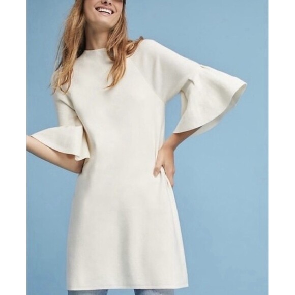 Moth Dresses & Skirts - Moth Anthropologie Chester Dress Medium Ivory Off White Sweater Bell Sleeve